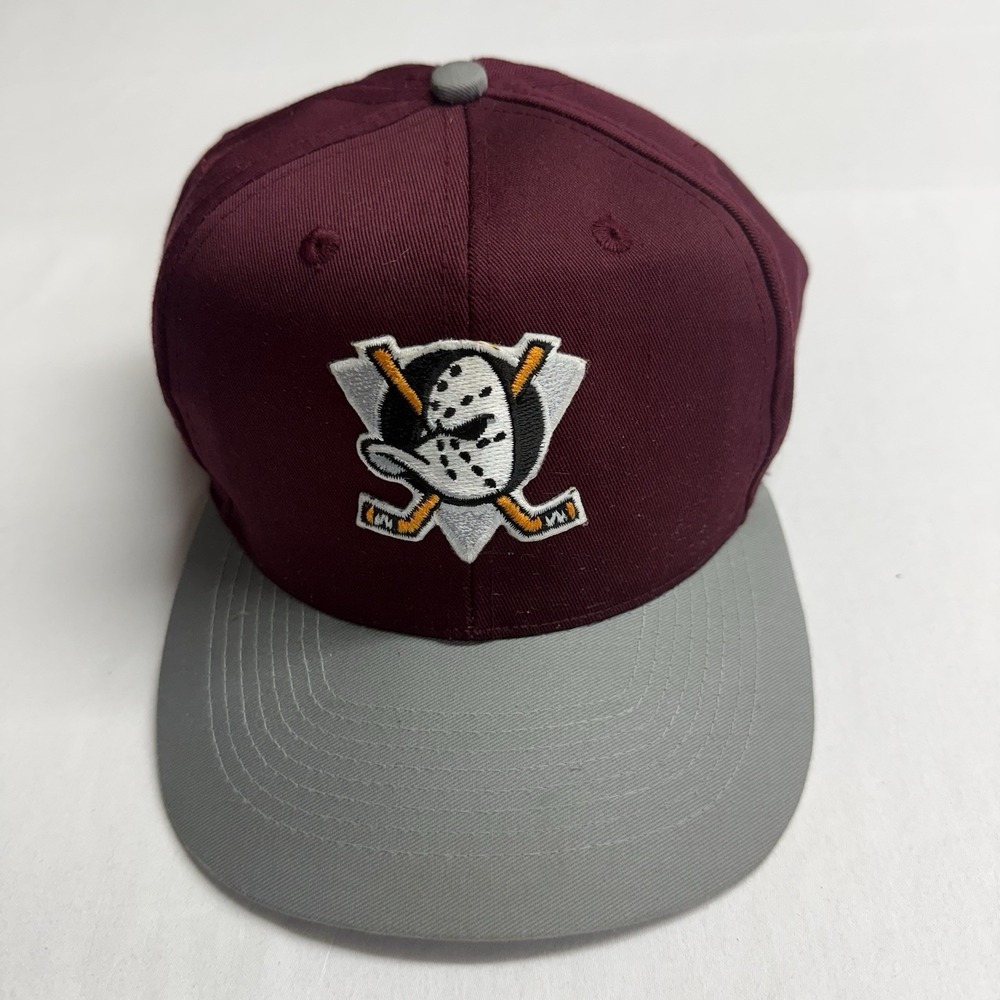 Anaheim Mighty Ducks Snapback Hat Otto‎ Cap Maroon Gray NHL